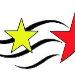 Boldly colored stars with some tribal incorporated.  Would make an excellent lowerback tattoo